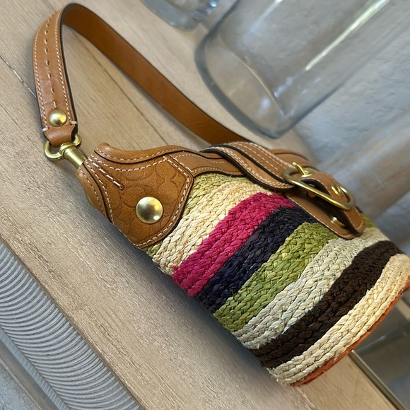 Coach Straw Top Handle Mini in Straw and Natural leather Signature C New 41248 - Picture 8 of 13